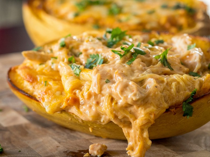 Cheesy Chicken Spaghetti Squash Casserole Recipe