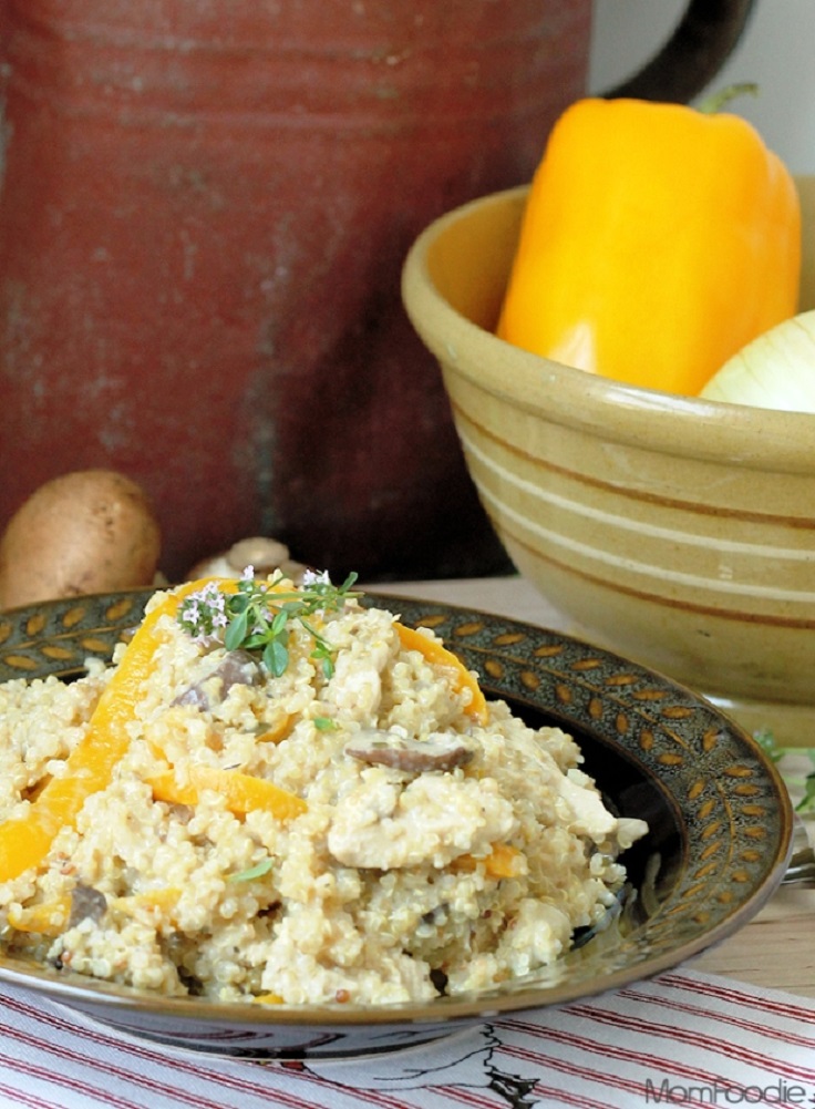 Creamy Chicken Quinoa 'Risotto' with Sweet Peppers & Mushrooms recipe