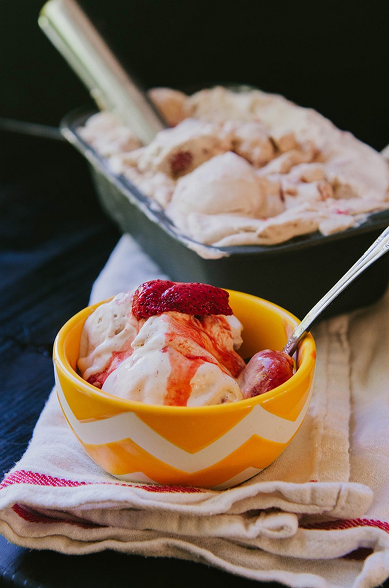 Roasted Strawberry & Vanilla Coconut Milk Ice Cream recipe