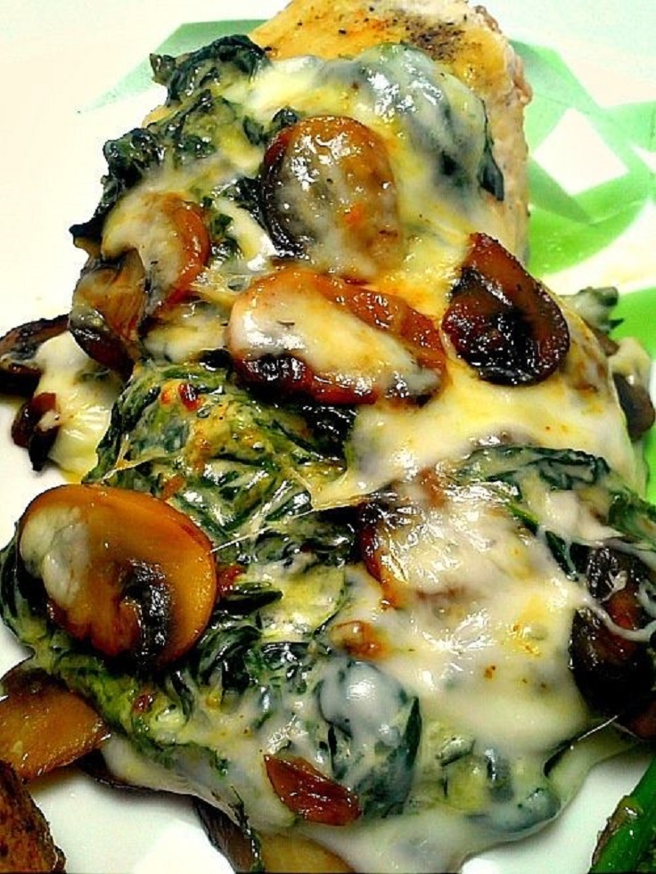 Smothered Chicken with Mushrooms and Spinach recipe