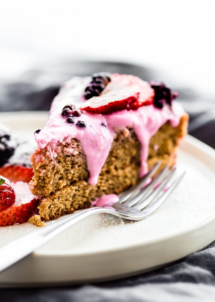 Berry Yogurt Frosted Flourless Cake recipe