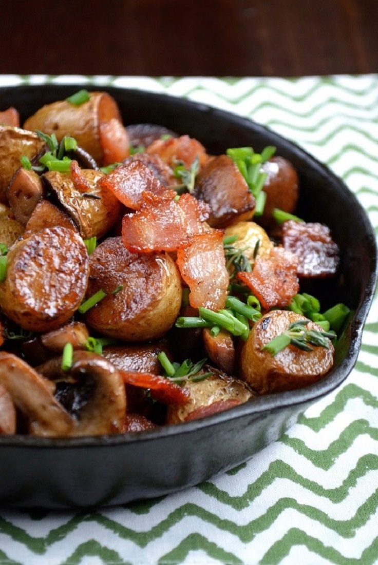 Potatoes with Caramelized Onions, Mushrooms & Bacon recipe