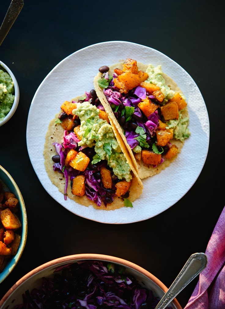 Roasted Butternut Squash Tacos with Guacamole recipe