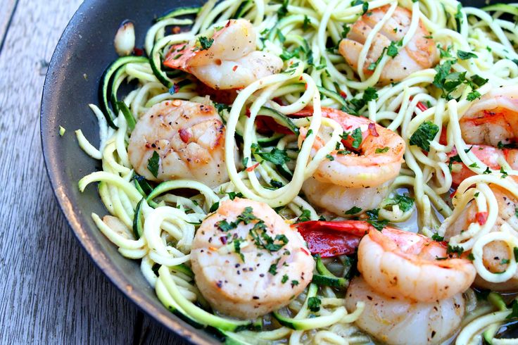 Shrimp and Scallop Scampi with Zucchini Noodles recipe