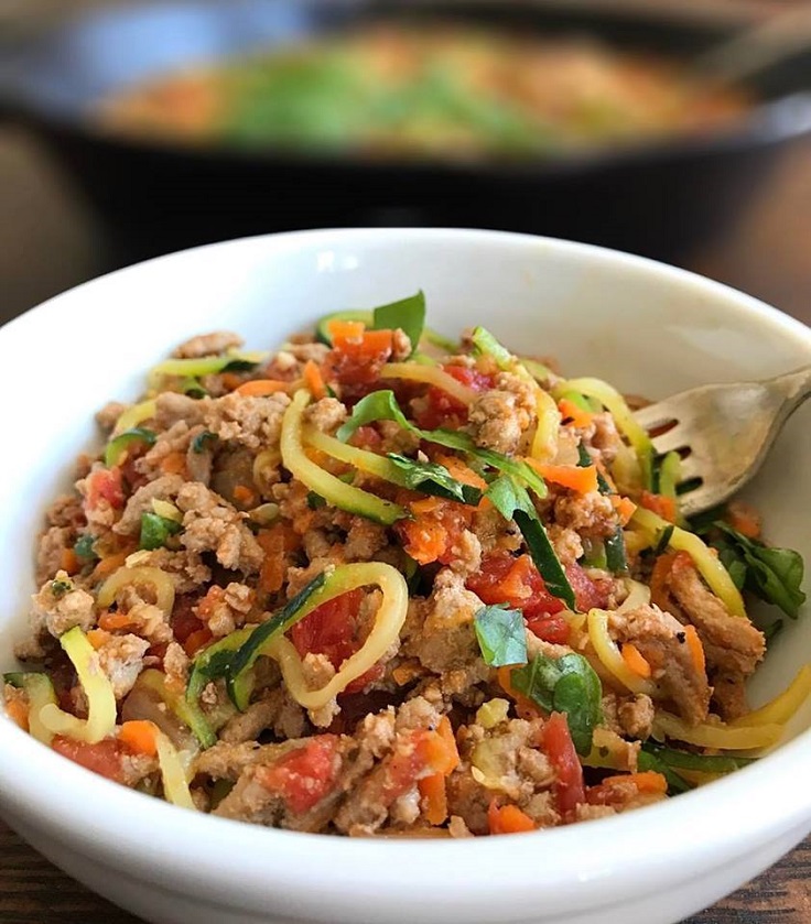 Zucchini Noodles with Turkey Vegetable Marinara recipe