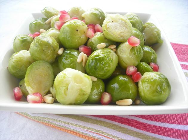 Pressure Cooker Brussels Sprouts with Pomagranate and Pine Nuts recipe
