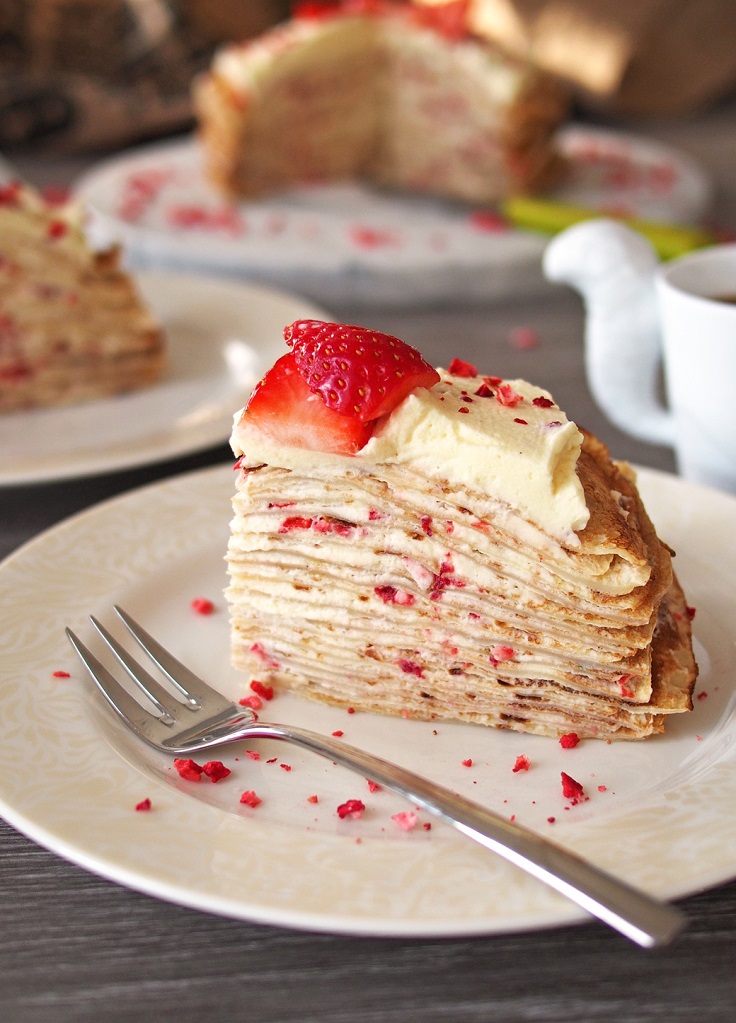 Strawberries and Cream Crepe Cake recipe