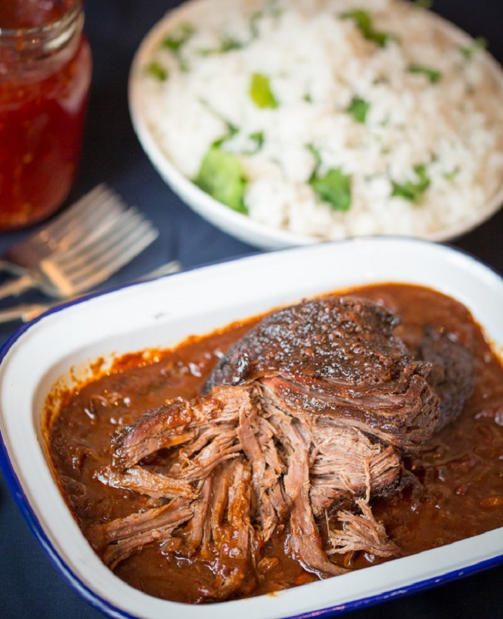 Caramelized Pulled Beef Brisket in Spicy Sauce recipe