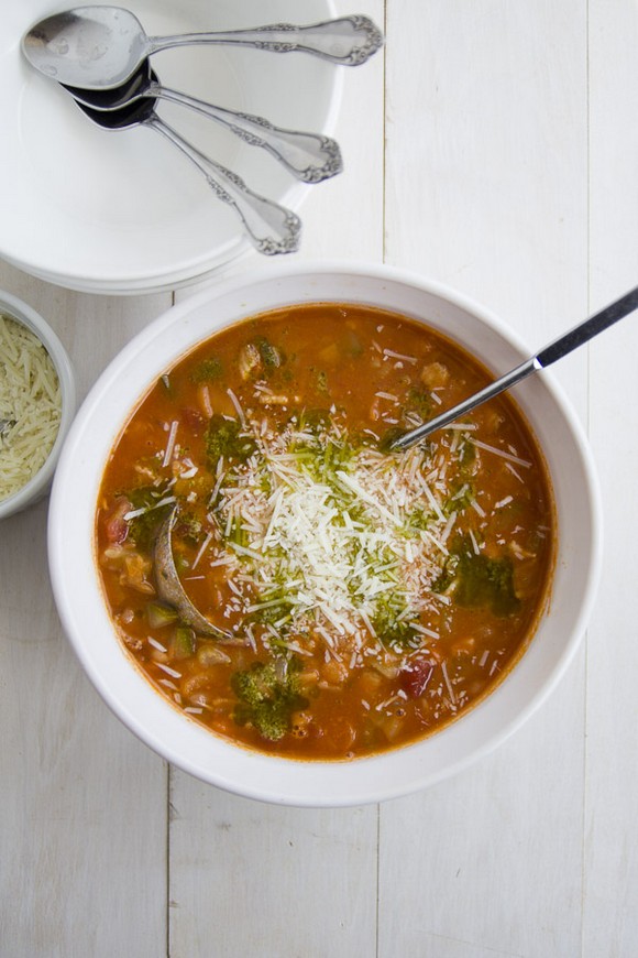 Minestrone Soup with Pesto Oil Drizzle recipe picture – The Food Explorer