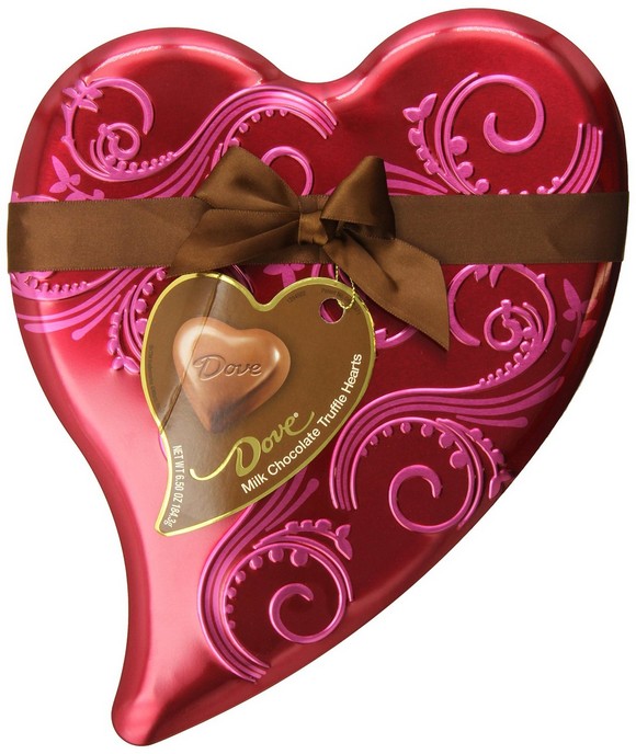 25 Chocolate Gifts to Give Your Sweetheart This Valentine’s Day - Dove Valentine’s Truffle Hearts, Milk Chocolate, 6.5-Ounce Heart Tin