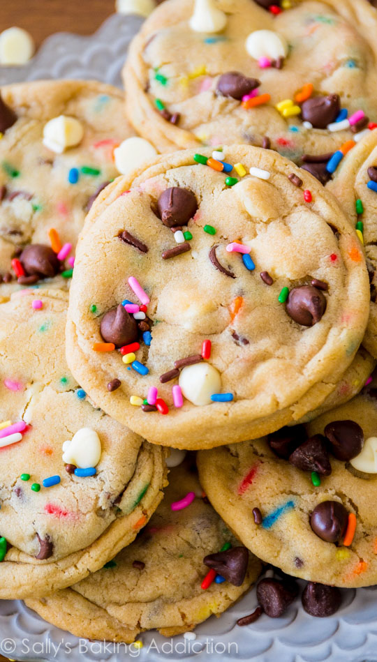 63 Festive Christmas Cookie Recipes: Cake Batter Chocolate Chip Cookies ...