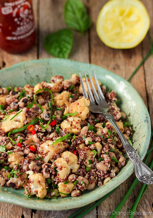 45 Healthy Black Eyed Peas Salad Recipes - Black-eyed Pea Salad with Quinoa and Spicy Cauliflower