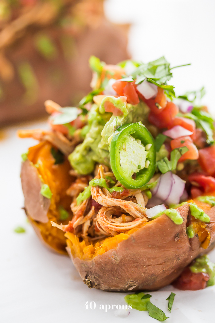 14 Busy Weeknight Meals That Are Whole30 Friendly - Mexican Chicken Stuffed Sweet Potatoes Recipe