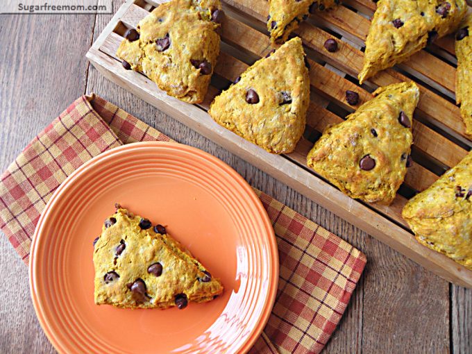 10 Christmas Breakfast Recipes from Sugar-Free Mom - Pumpkin Chocolate Chip Whole Wheat Scones